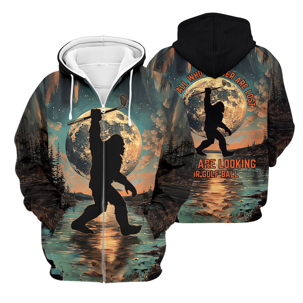 Not All Who Wander Are Lost Funny Bigfoot Men's Golf Polo Shirt, Golfers Gift, Funny Golf Shirt