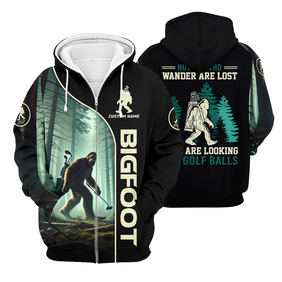 Not All Who Wander Are Lost Custom Men's Golf Polo Shirt, Funny Bigfoot Golf Shirt, Dad Golf Gift