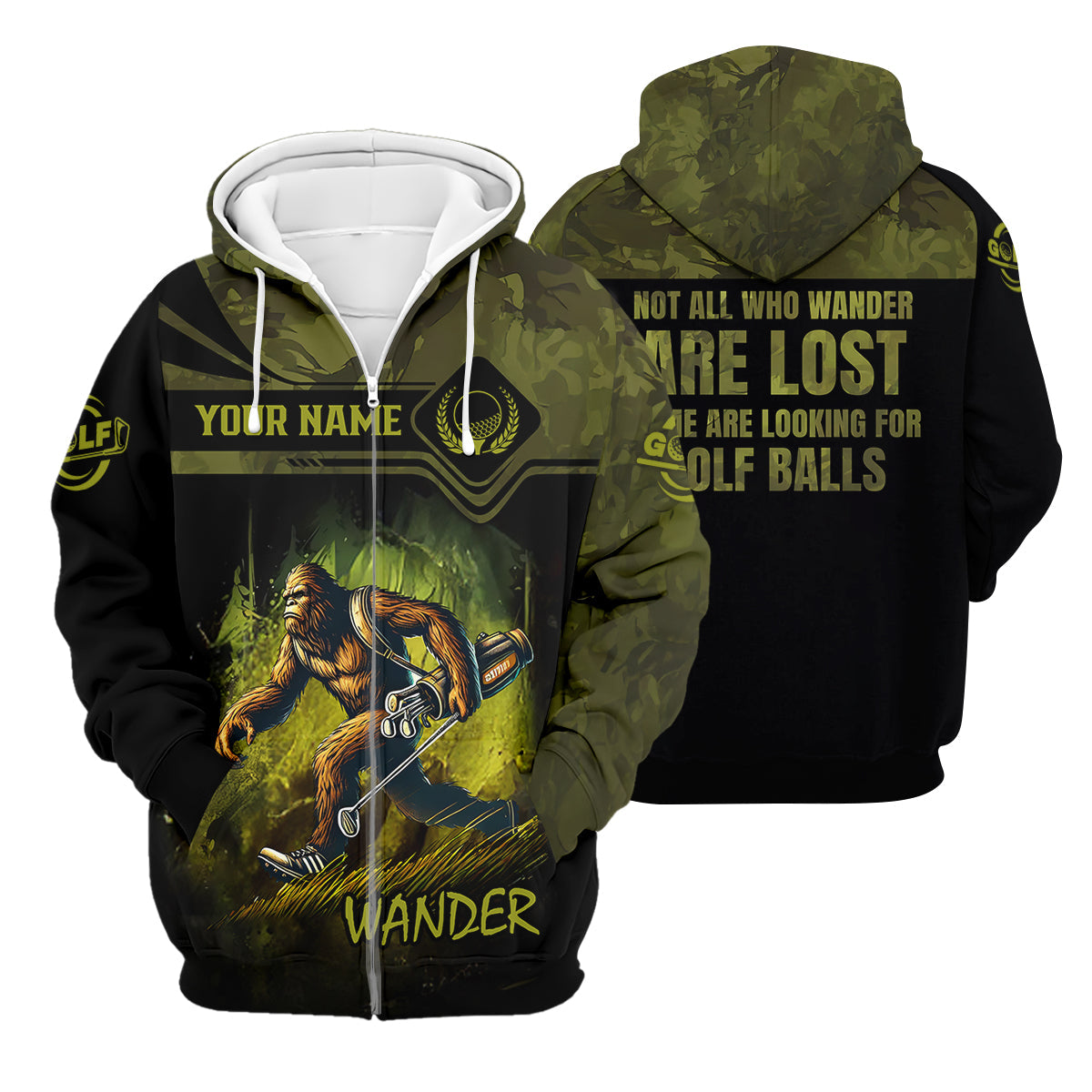 Bigfoot Camouflage Custom Golf Polo Shirt, Golf Gifts For Dad, Golf Lover Gift