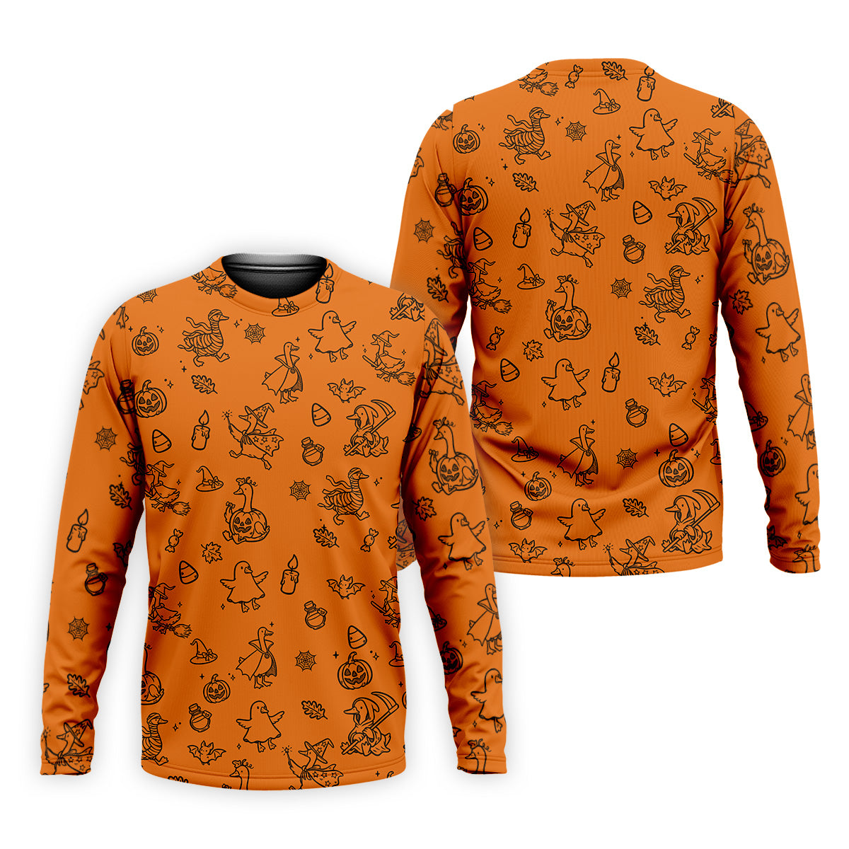 Goose Halloween, Doodle Pattern, Orange Golf Shirt, Mens Funny Golf Shirts, Long Sleeve Golf Shirts, Men Golf Polo