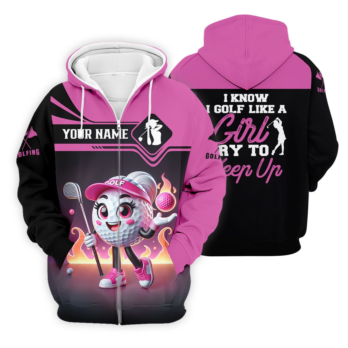 I Know I Golf Like A Girl Try To Keep Up Custom Funny Womens Golf Polo Shirt, Ladies Golf Shirt