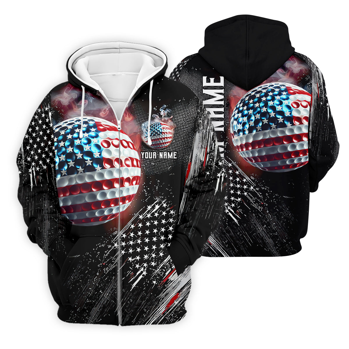 American Flag Golf Ball Funny Golf Polo Shirt, Christmas Golf Gift