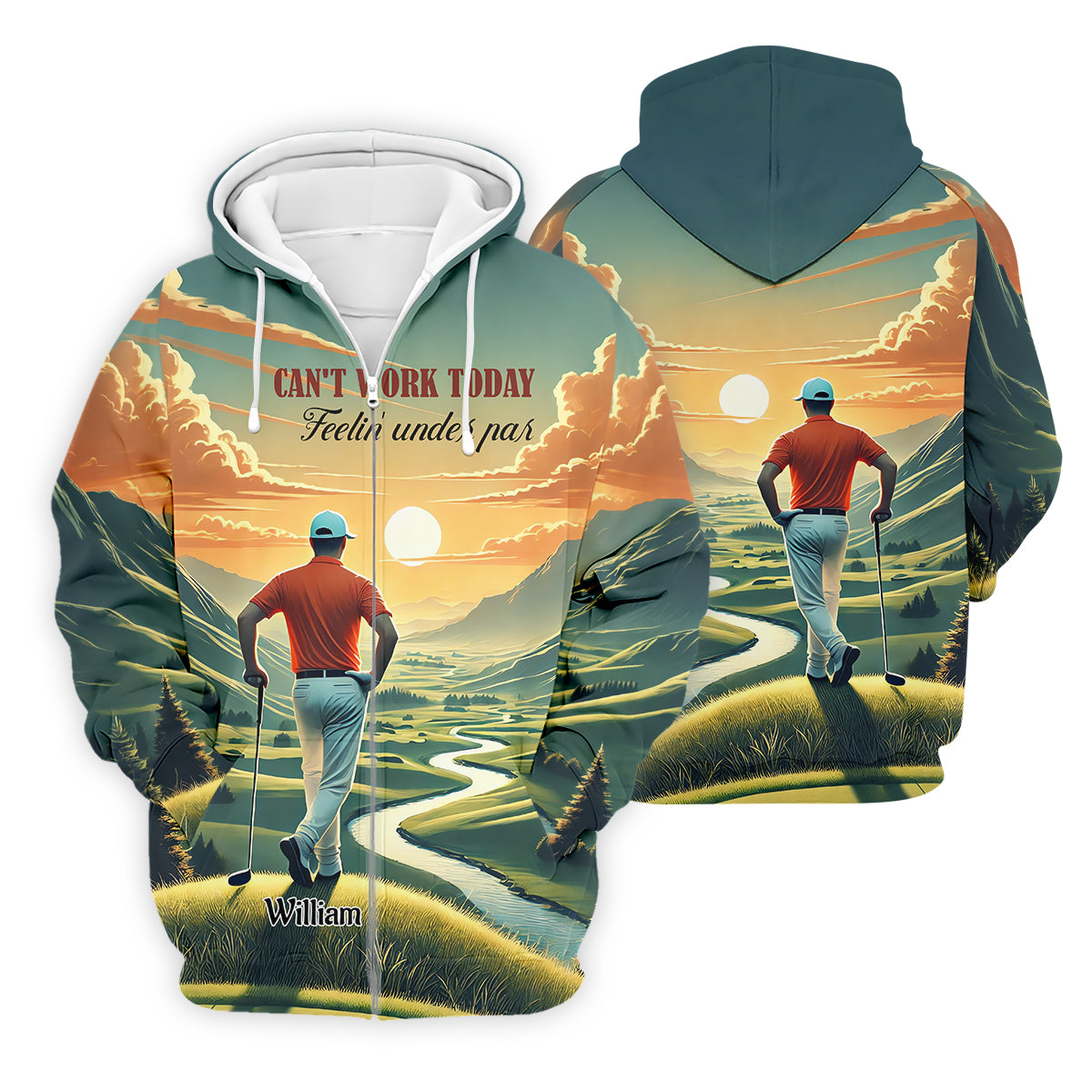 Can't Work Today Feelin' Under Par Custom Funny Golf Polo Shirt, Dad Golf Gifts