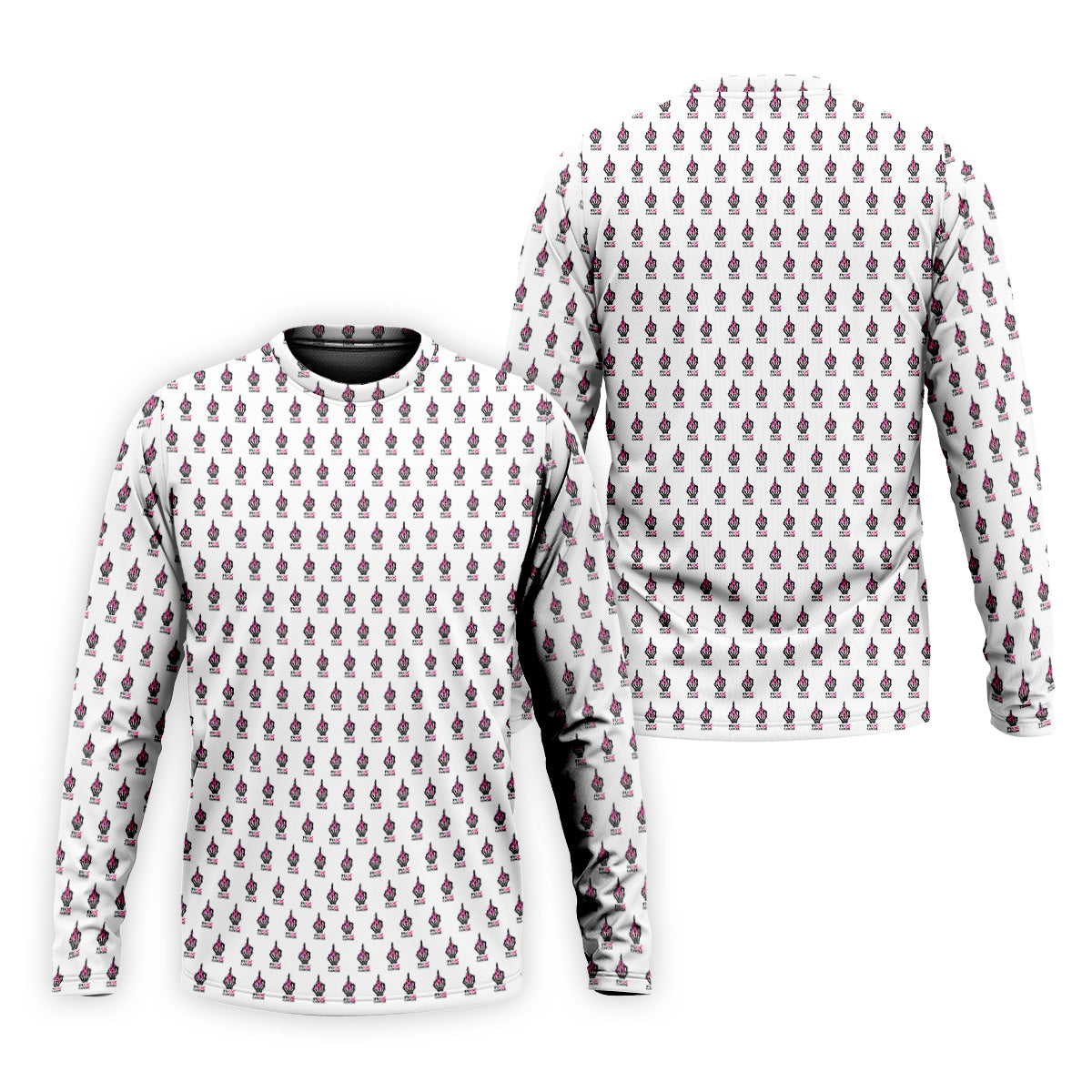 Funny Middle Finger Pink Ribbon Men's Golf Shirt, Breast Cancer Golf Shirt, Fun Golf Shirts For Men