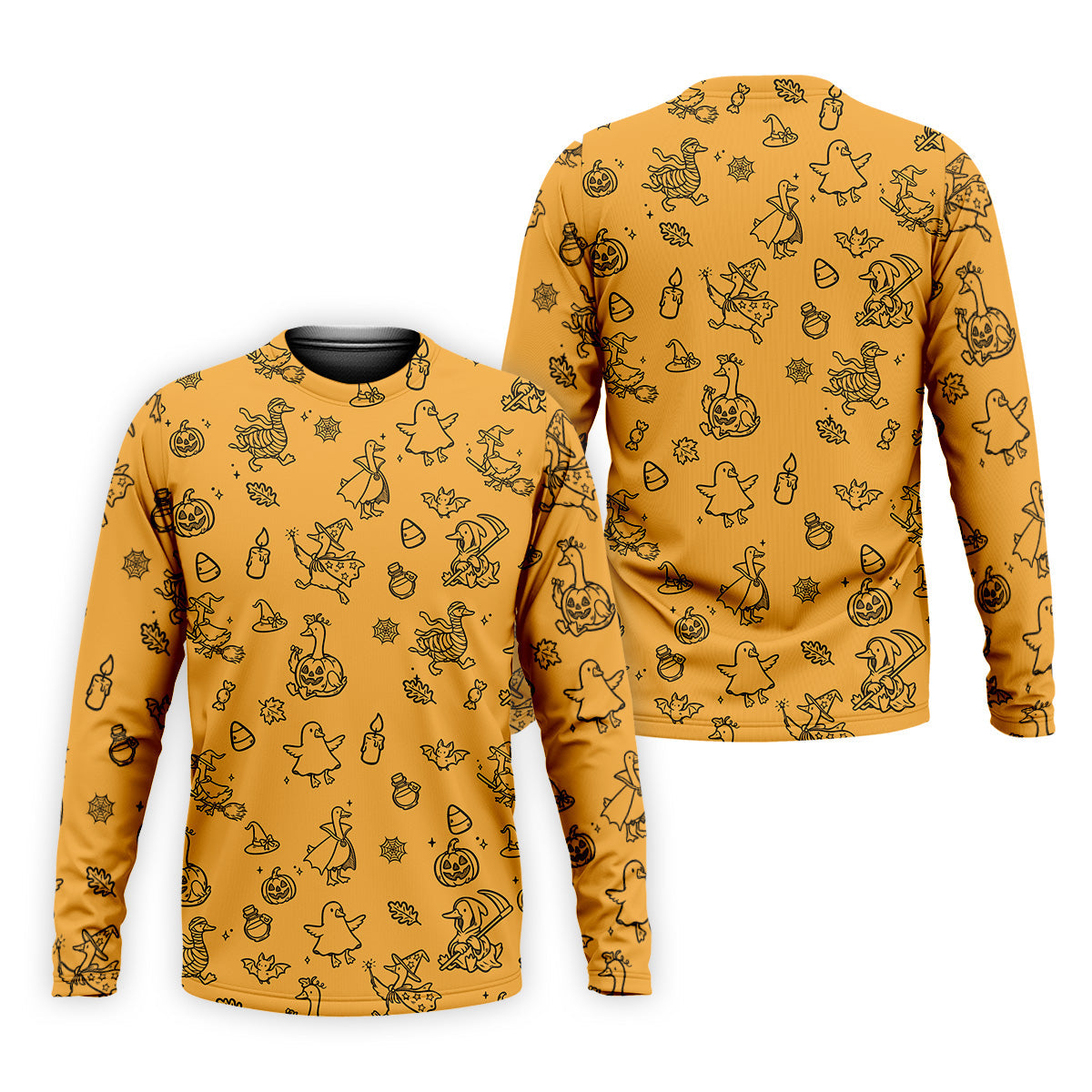 Goose Halloween, Doodle Pattern, Yellow Golf Shirt, Mens Funny Golf Shirts, Long Sleeve Golf Shirts, Men Golf Polo