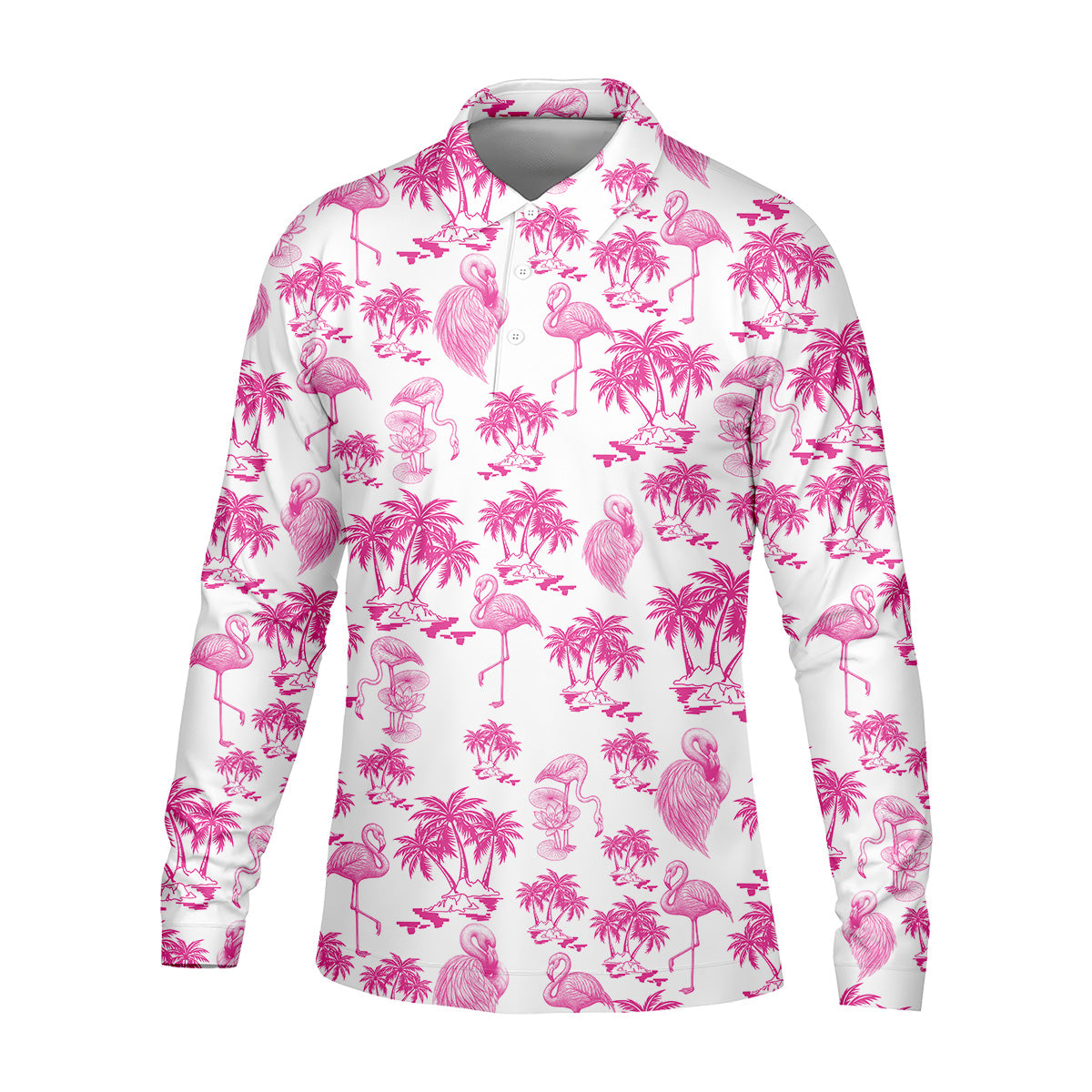 Funny Flamingo Coconut Men Polo Shirt, Fun Golf Polos For Men, Golf Shirts, Dad Golf Gift, Polo Golf