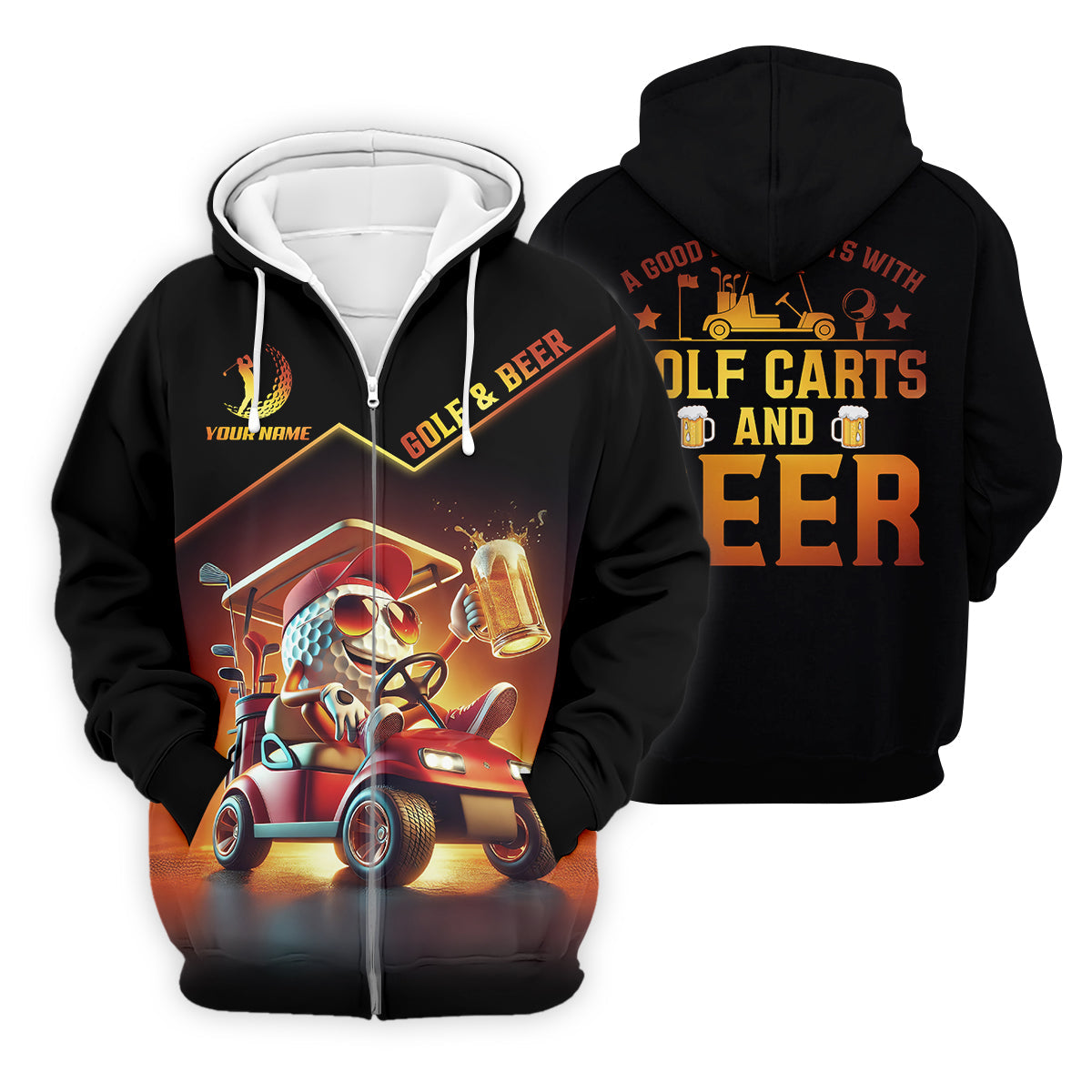 A Good Day Starts With Golf Carts And Beer Funny Golf Polo Shirt, Christmas Golf Gift