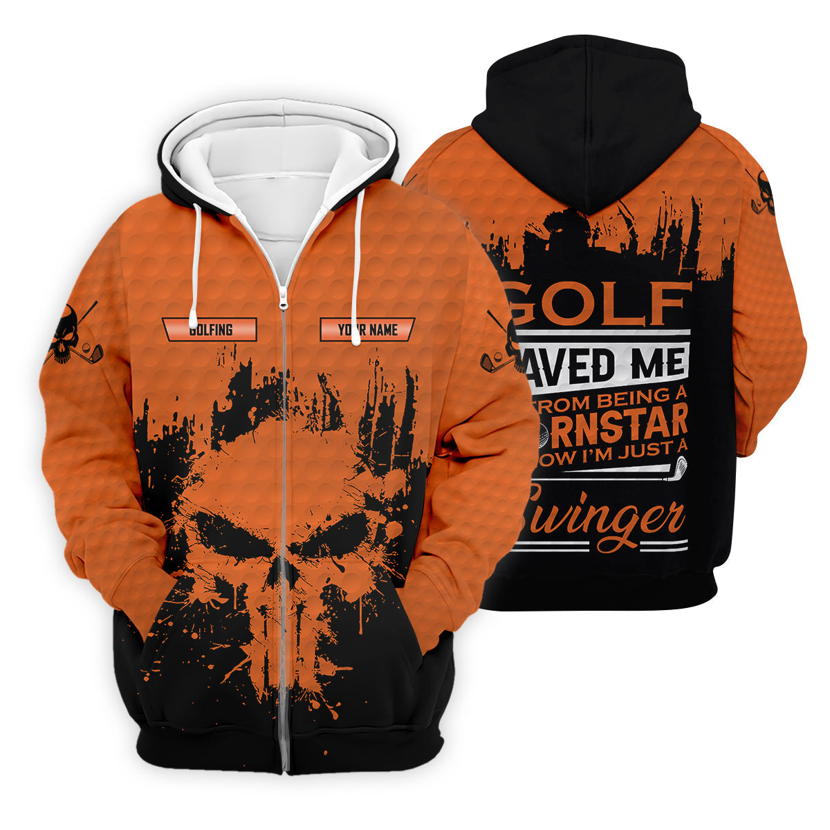 Golf Saved Me From Being A Porn Star Now I'm Just A Swinger Custom Skull Golf Polo Shirt, Dad Golf Gift