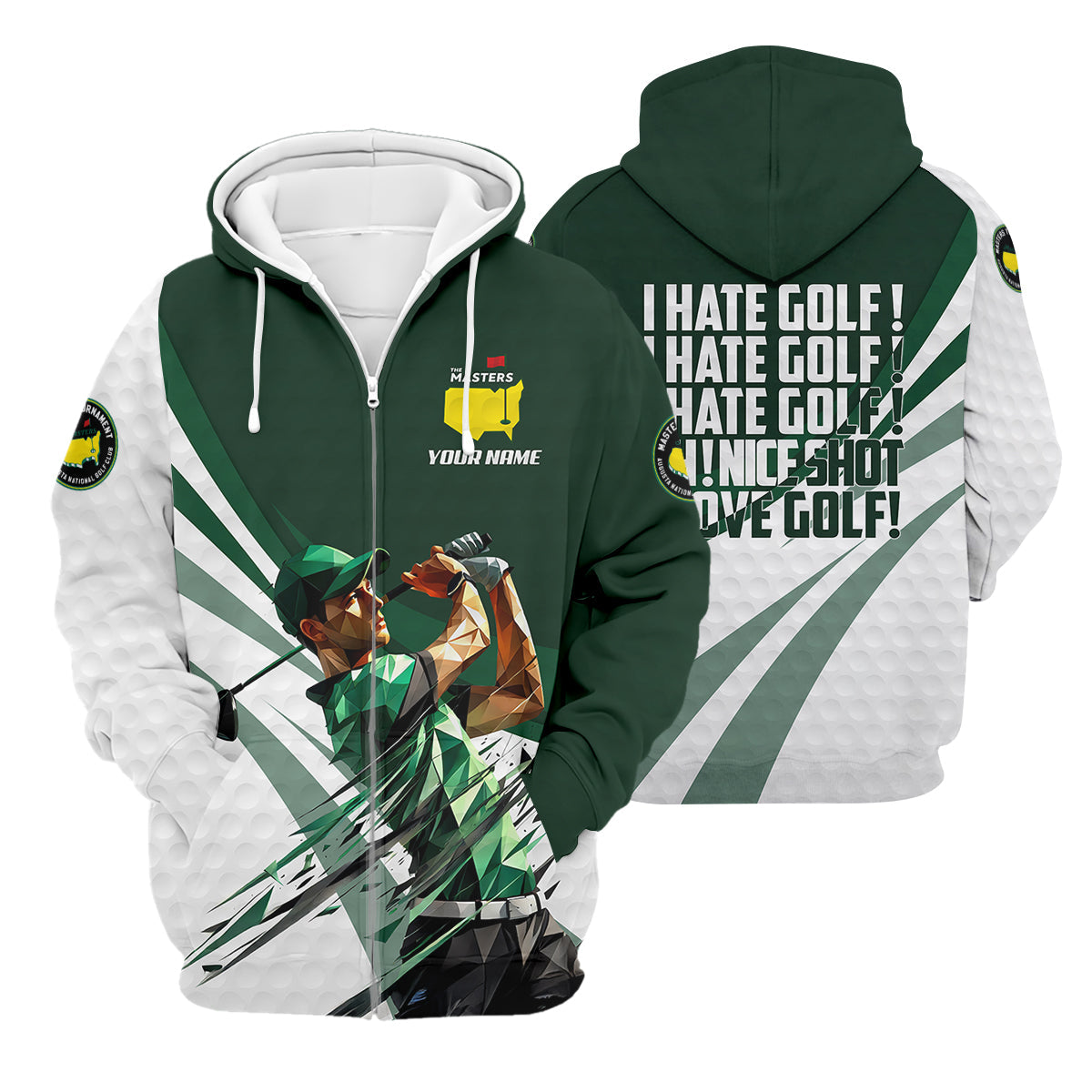 I Hate Golf Augusta Masters Tournament Custom Men's Golf Polo Shirt, Funny Gift For Golfer