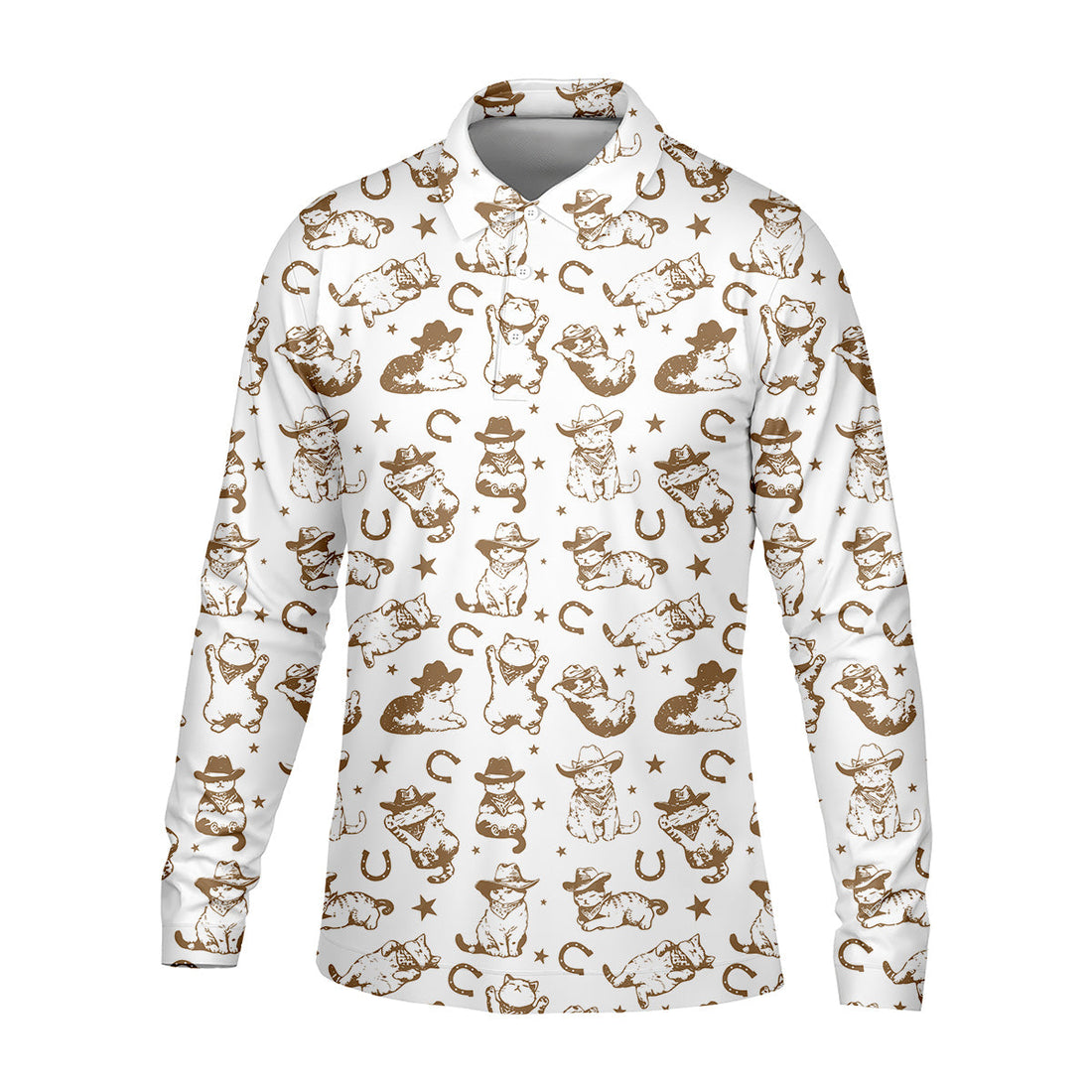 Western Cat Pattern Men Golf Polo, Golf Presents For Him, Men Golf Polo, Matching Golf Shirts For Couples