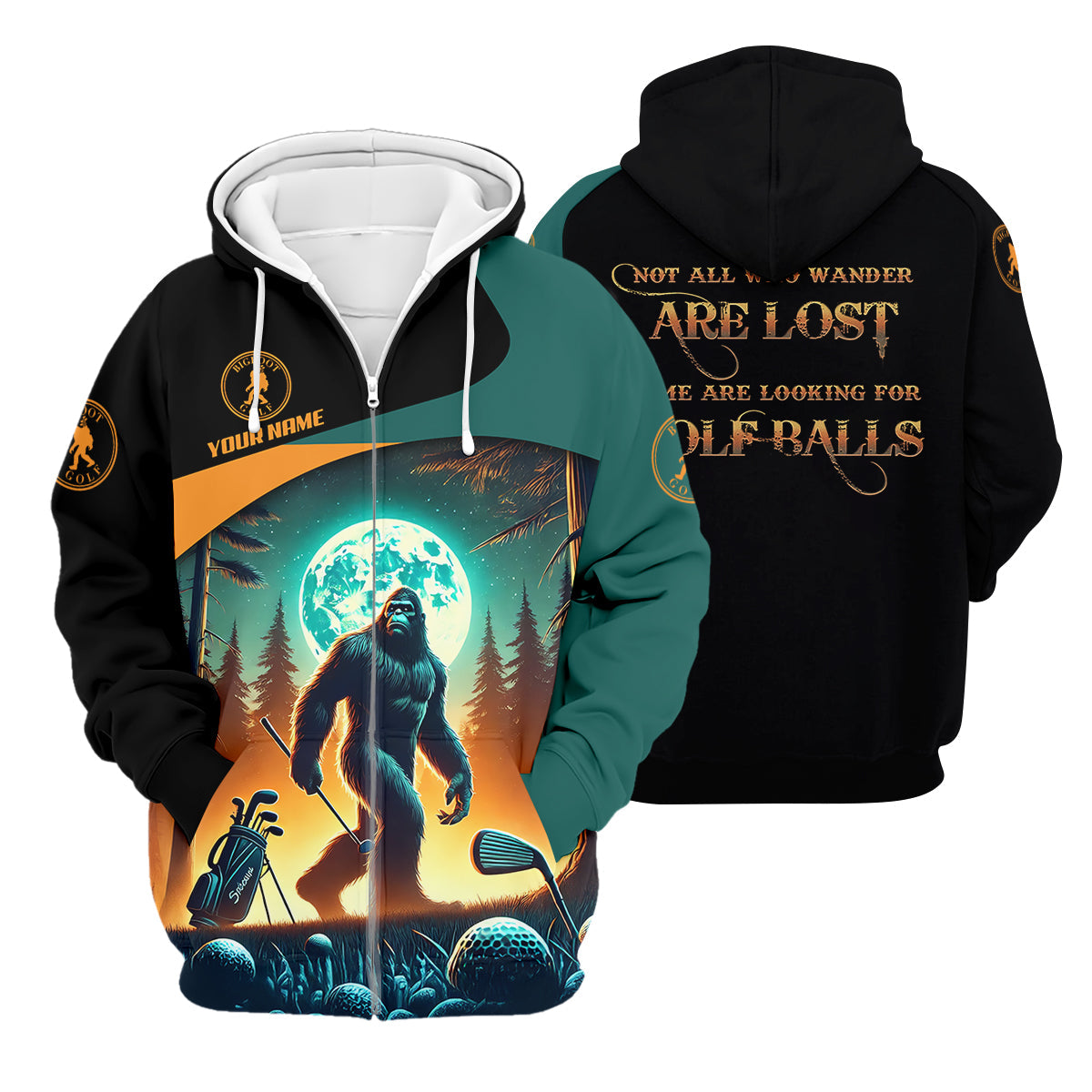 Not All Who Wander Are Lost Bigfoot Custom Men's Golf Polo Shirt, Hilarious Golf Shirt, Funny Golf Gift