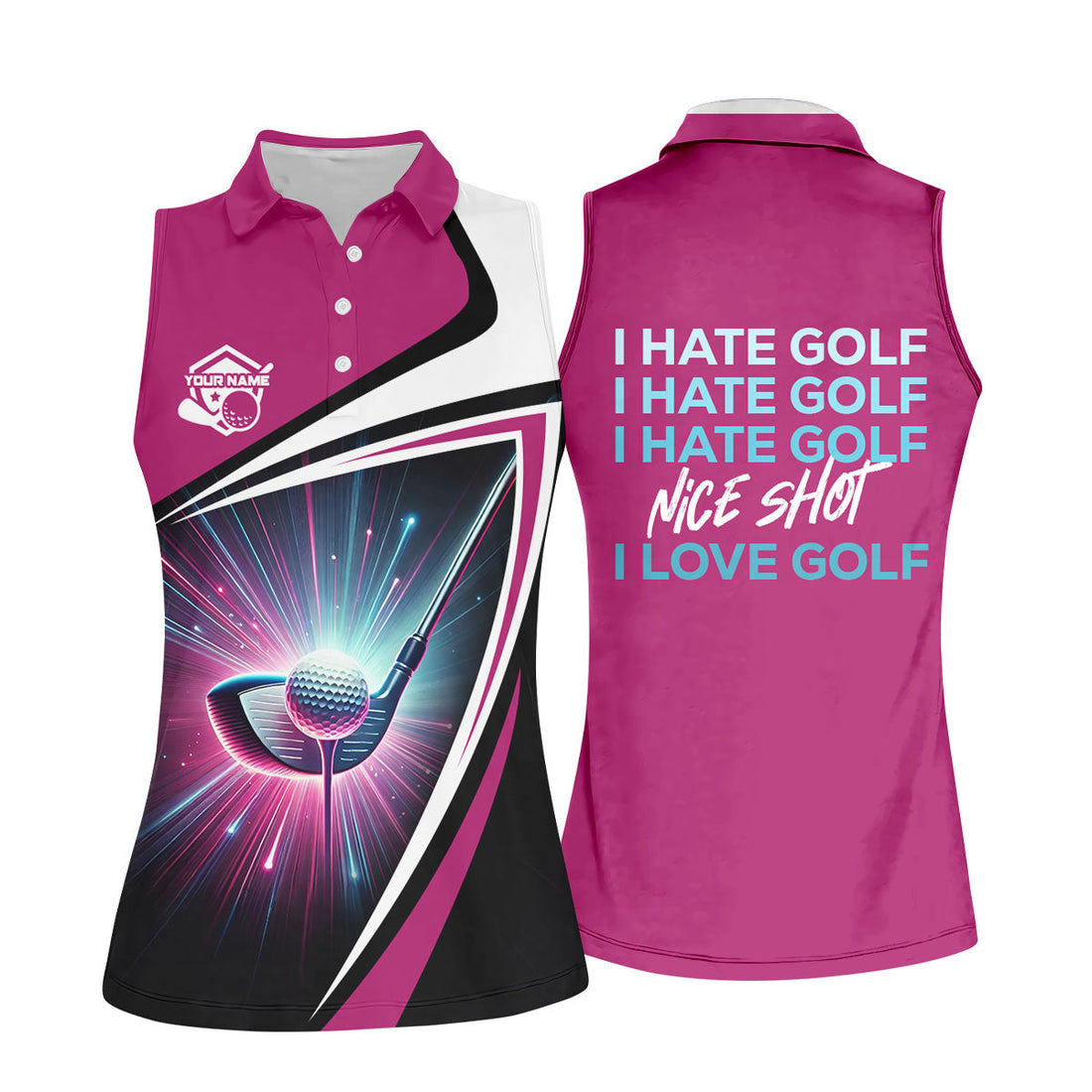 I Hate Golf Nice Shot I Love Golf Funny Womens Golf Polo Shirt, Custom Ladies Golf Shirt