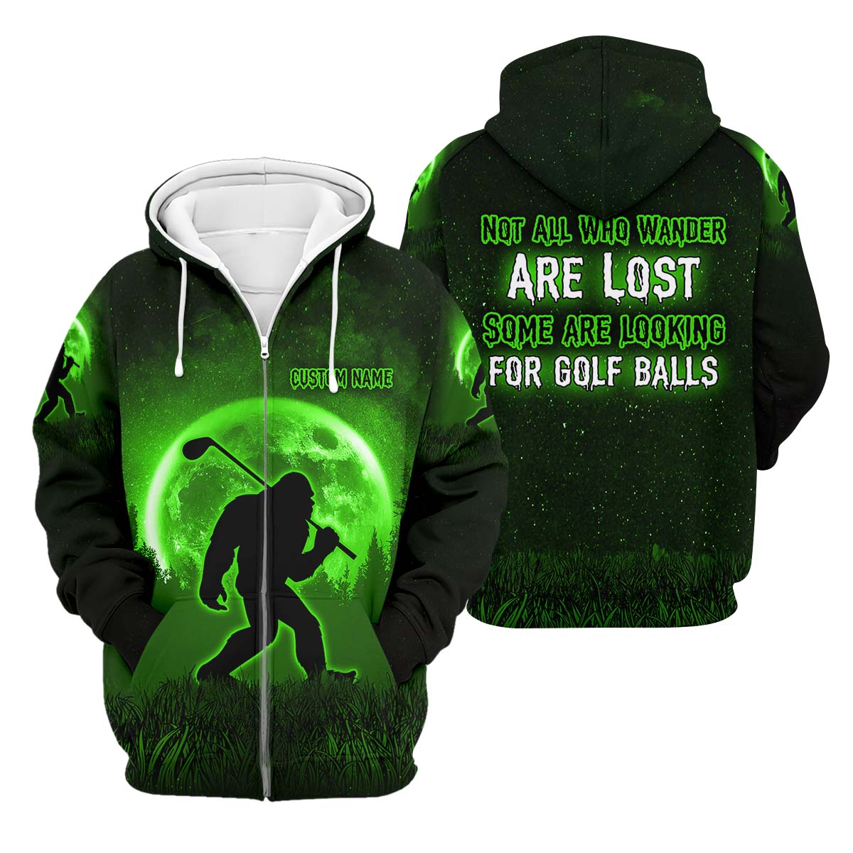 Not All Who Wander Are Lost Bigfoot Hawaiian Golf Shirt, Personalized Golf Shirt, Funny Golf Polo Shirt