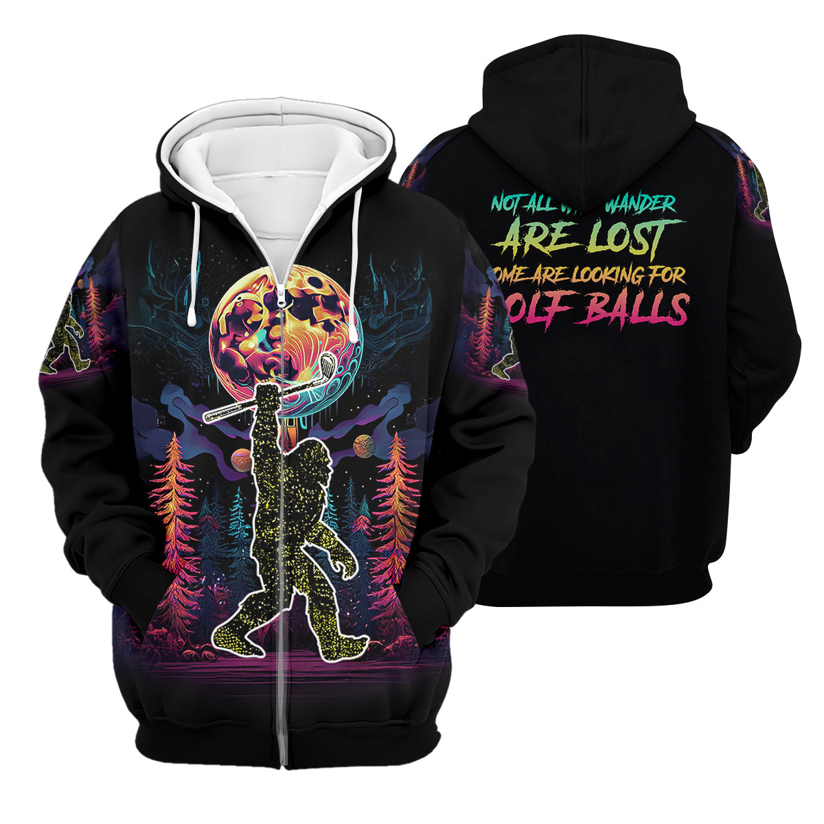 Not All Who Wander Are Lost Bigfoot Funny Mens Golf Polo Shirt, Funny Golf Shirt, Golf Gift For Him