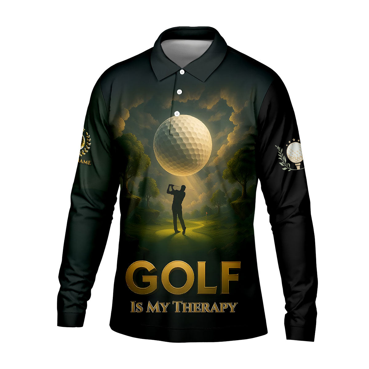 Golf Is My Therapy Cool Golf Polos, Golf Shirts For Men, Personalized Golf Ball Hoodies For Men, Customized Golf Polos