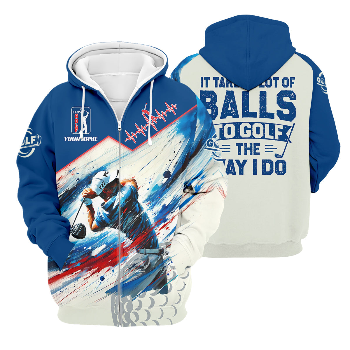 It Takes A Lot Of Balls To Golf The Way I Do Custom Men's Golf Polo Shirt, Mens Golf Gift, Mens Golf Shirt