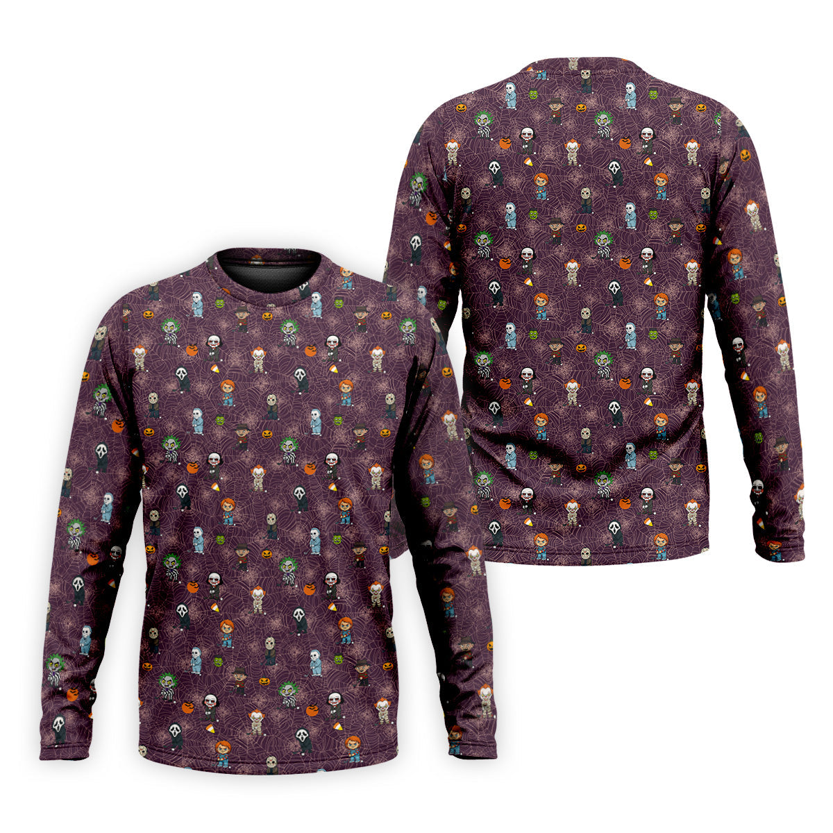 Funny Horror Character Purple Golf Polo Shirt, Horror Movie Shirt, Halloween Golf Shirt, Fun Golf Polos For Men