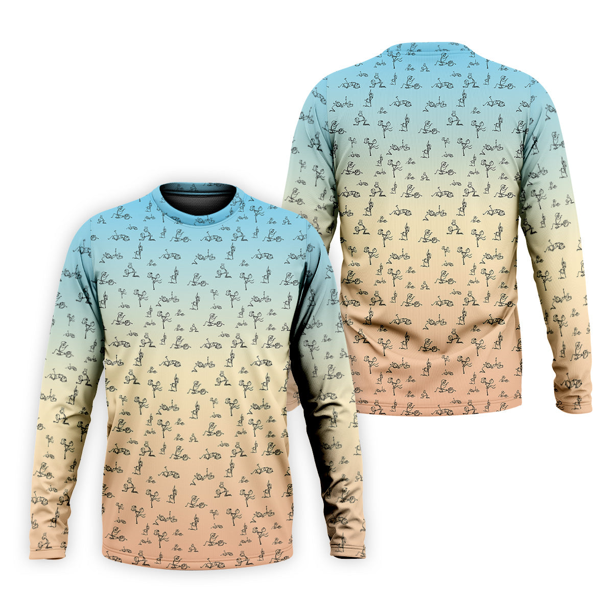 Stickman Couple Blue Orange Fun Men's Golf Polos, Unique Gift For Golfer, Polo For Men