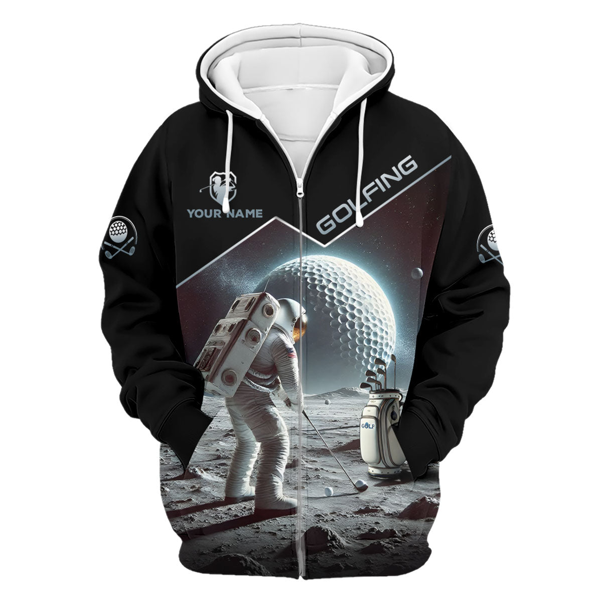 Outer Space Personalized Funny Men's Golf Polo Shirt, Christmas Golf Gift