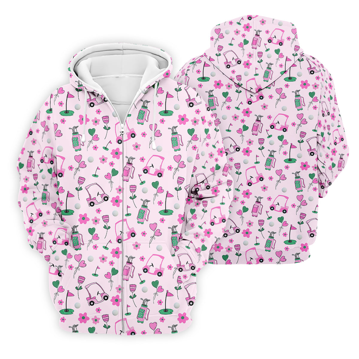 Seamless Pink Green Funny Womens Golf Polo Shirt, Ladies Golf Shirt, Mothers Day Gifts