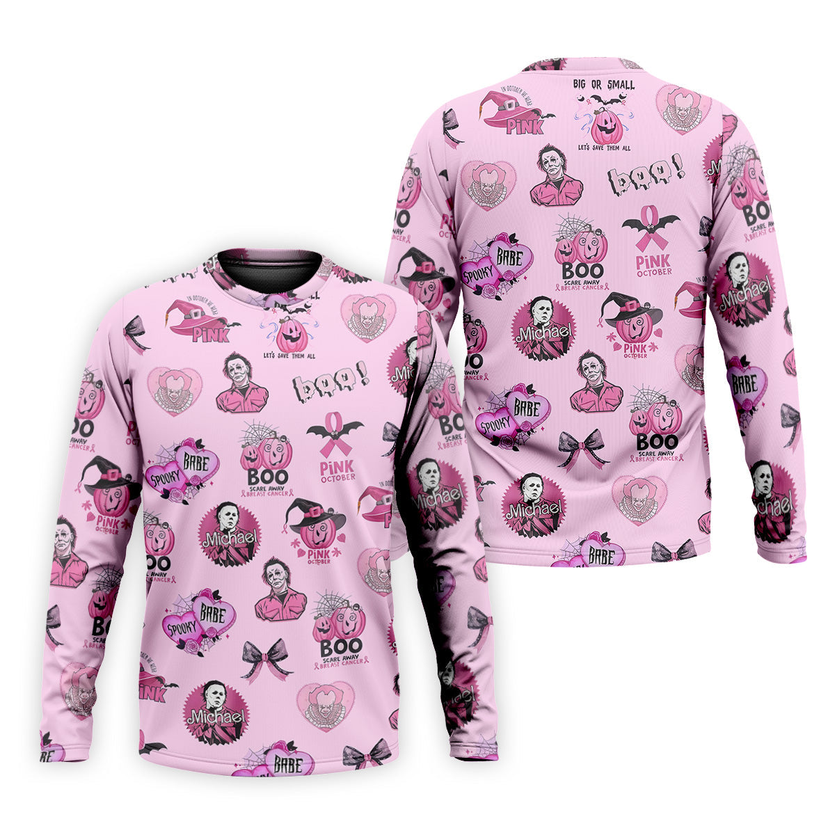 Funny Michael Horror Character Men's Golf Shirt, Pink October Shirt, Halloween Golf Shirt, Men's Golf Shirt