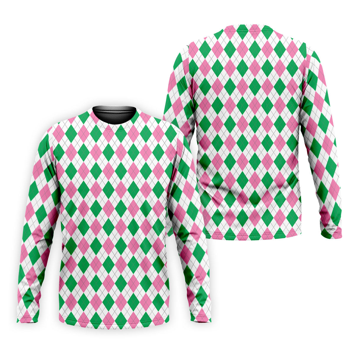 Green Pink Argyle Men Golf Shirts, Funny Golf Polos, Unique Gift For Golfer