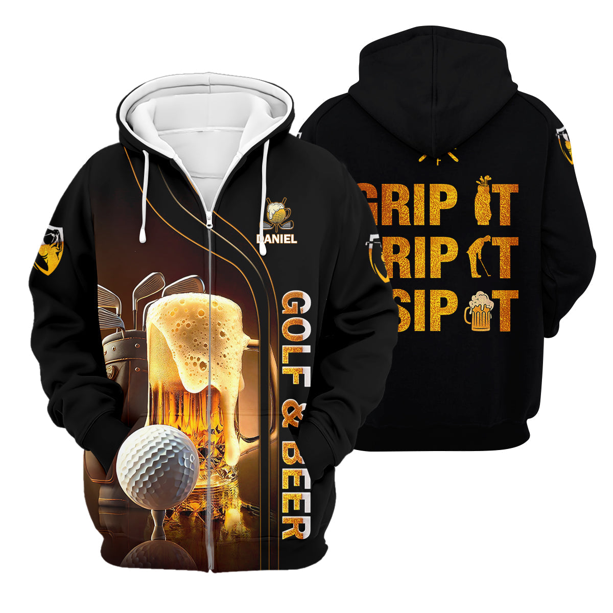 Grip It Rip It Sip It Golf Beer Shirt, Fun Golf Shirts For Men, Funny Golf Polo Shirt, Dad Golf Gifts