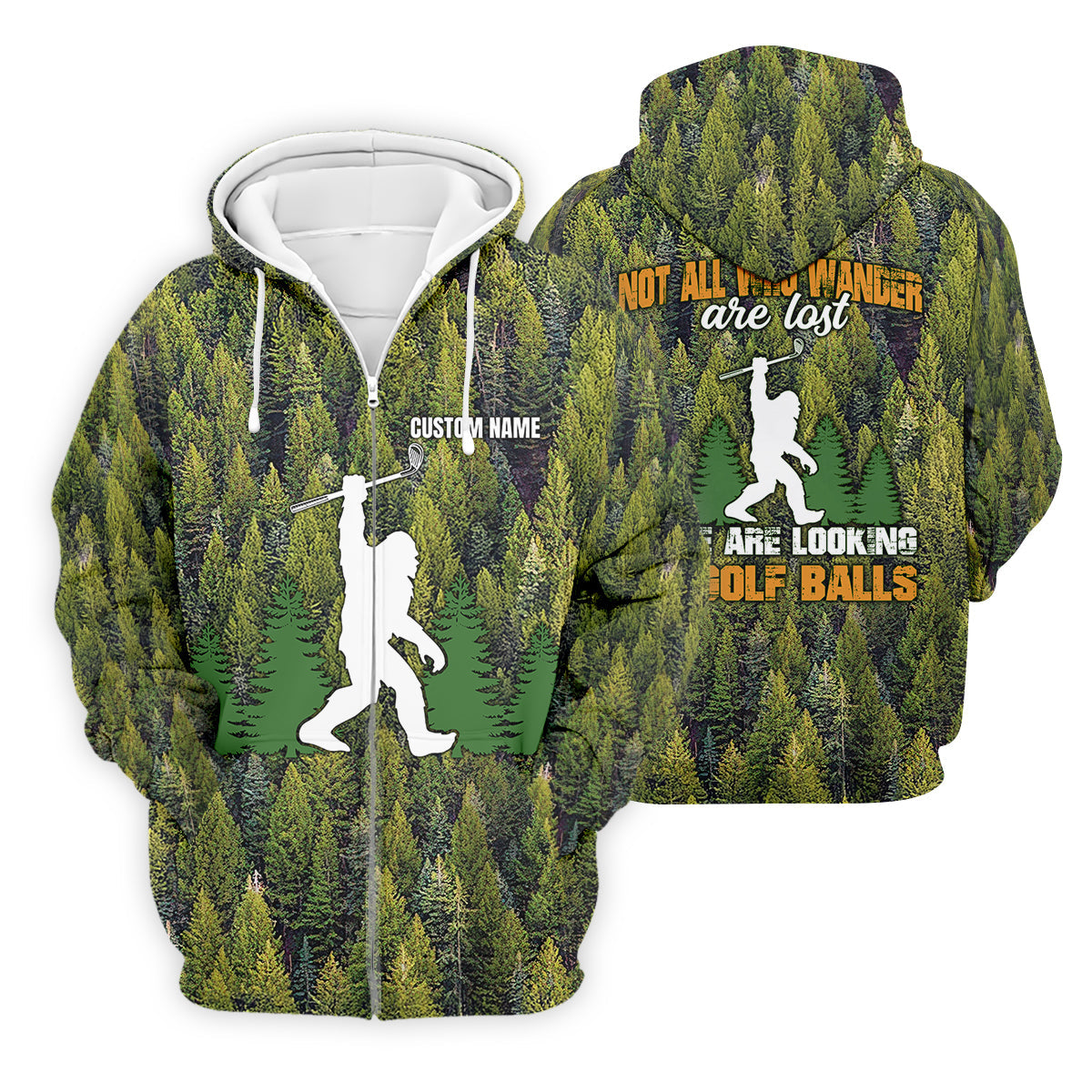 Not All Who Wander Are Lost Custom Men's Golf Polo Shirt, Bigfoot Golf Shirt, Dad Golf Gift