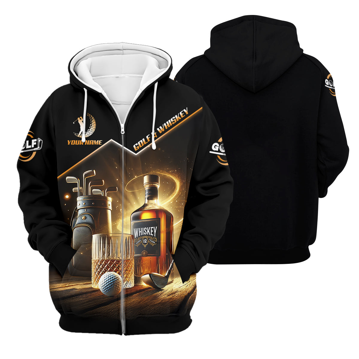 Golf And Whiskey Custom Men's Golf Polo Shirt, Whiskey Golf Shirt, Gift For Golfers