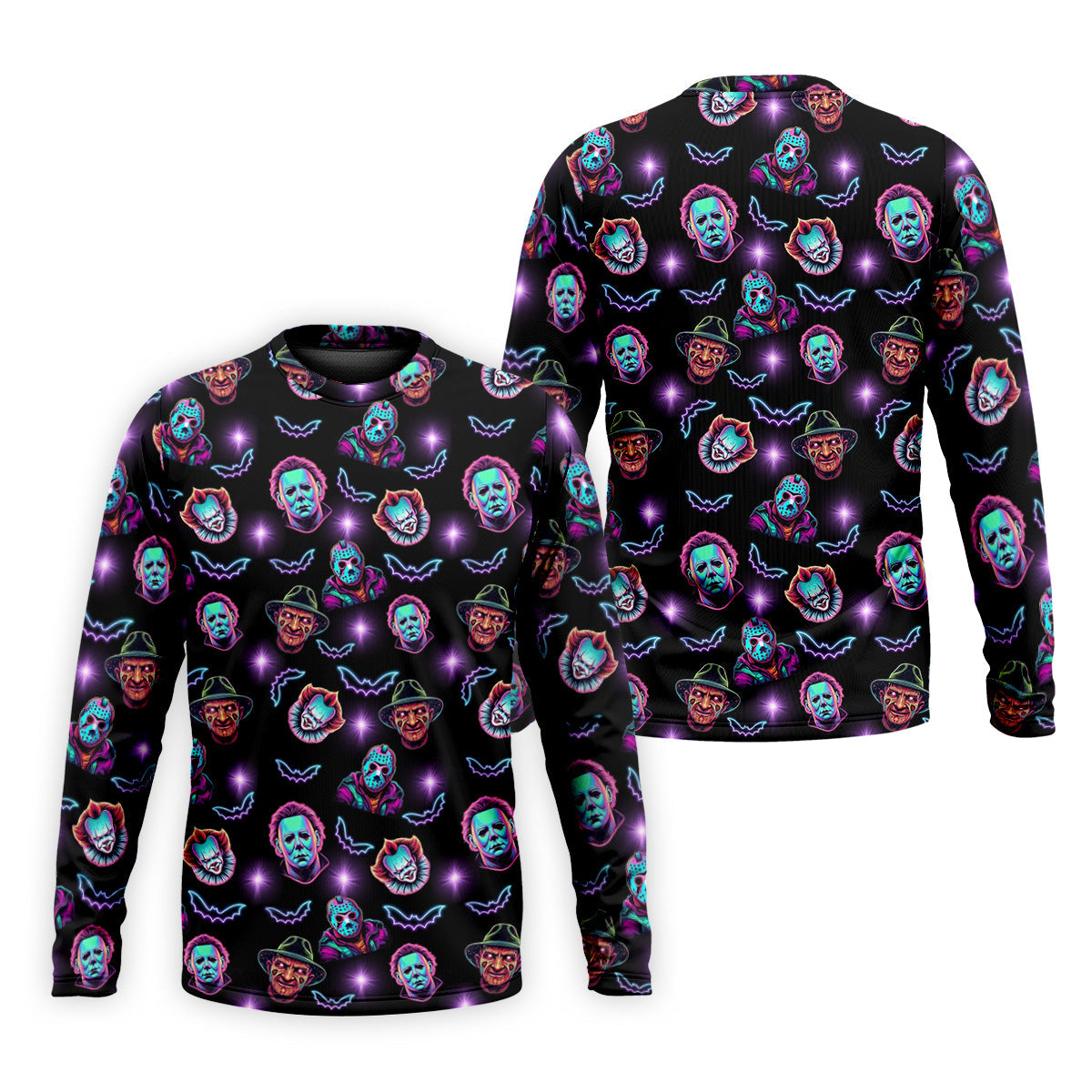 Funny Horror Movie Men's Golf Shirt, Horror Character Neon Shirt, Halloween Golf Shirt, Men Golf Gift