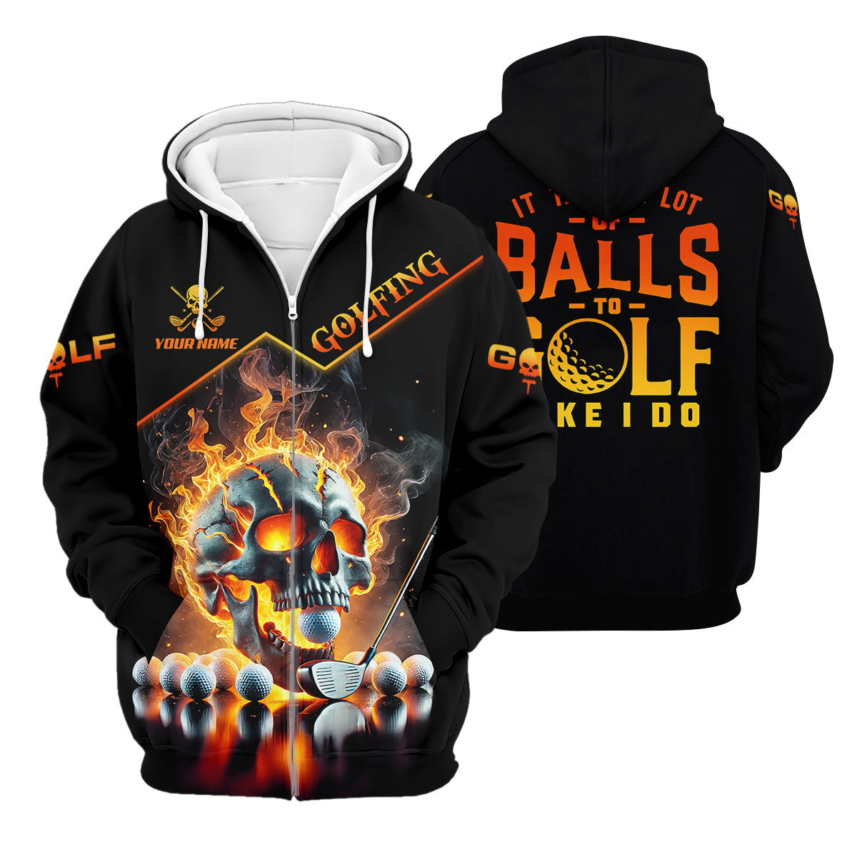 It Takes A Lot Of Balls To Golf Like I Do Custom Men's Golf Polo Shirt, Skull Golf Shirt, Funny Golf Shirt