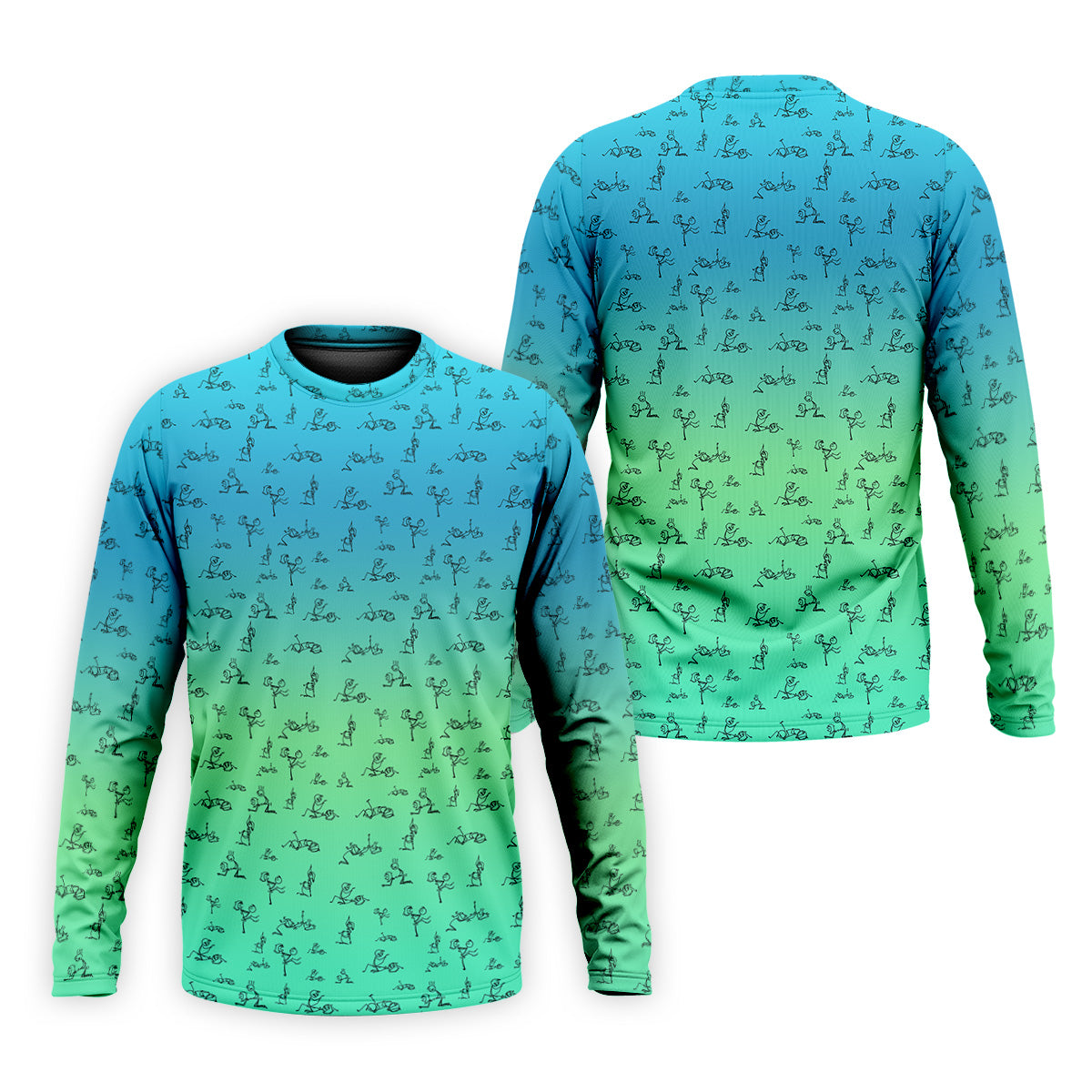 Stick Figure Couple Ombre Fun Men's Golf Polos, Unique Gift For Golfer, Golf Accessories For Men