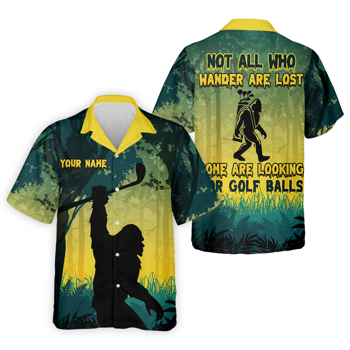 Bigfoot Men's Golf Polo Shirt, Dad Golf Gift, Mens Golf Gift, Funny Golf Shirt, Golf Gift Ideas For Him