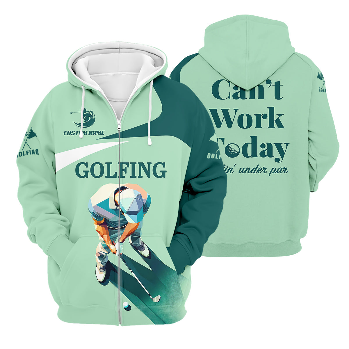 Can't Work Today Feelin Under Par Custom Men's Golf Polo Shirt, Funny Golf Shirt, Gift For Golfers
