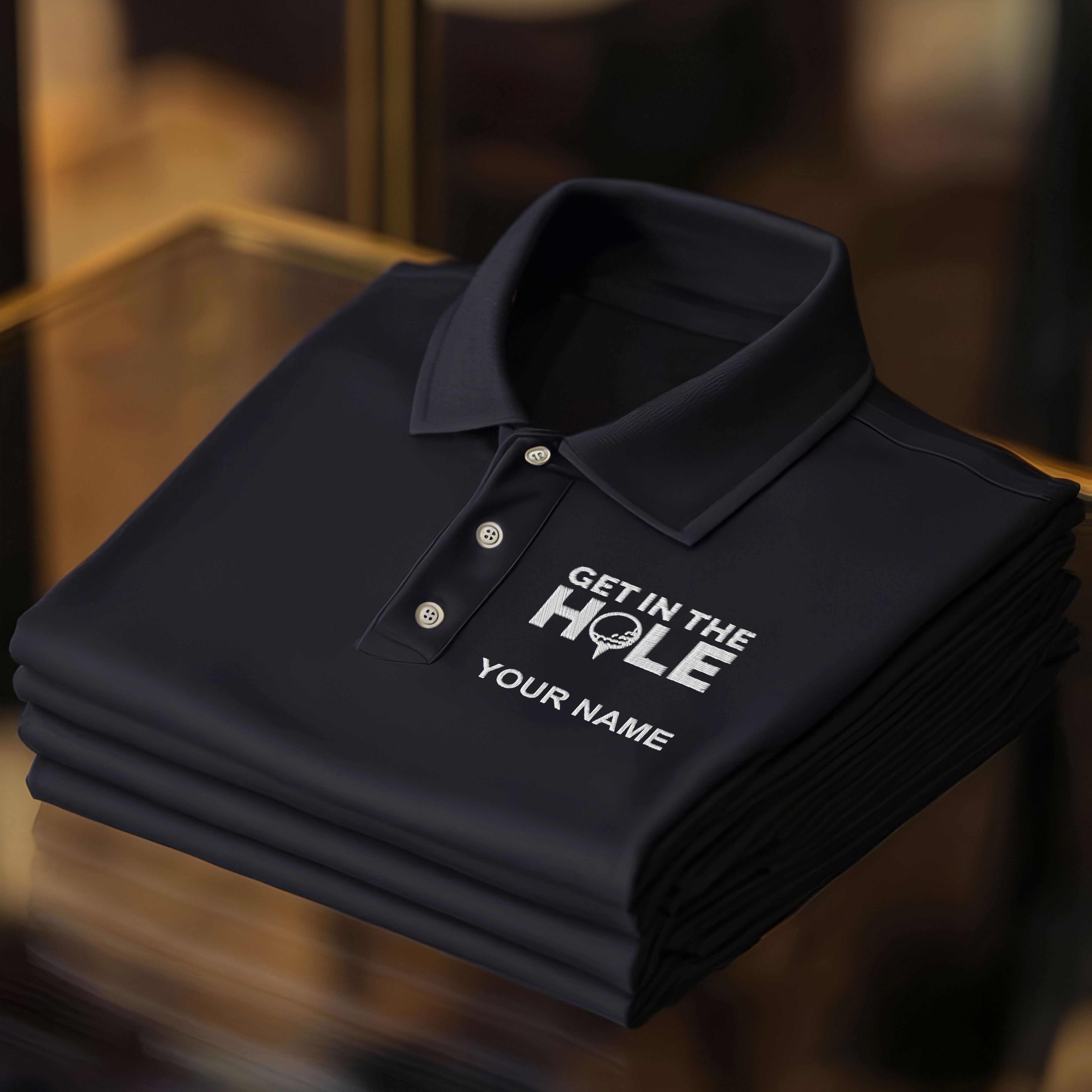 Get In The Hole Custom Embroidered Golf Polo Shirt, Dad Golf Gift