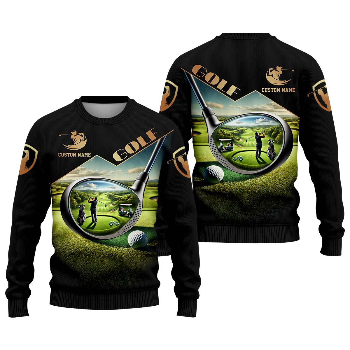 3D Golf Club, Custom Name Men's Golf Polo Shirt, Funny Golf Shirt, Golf Lover Gift