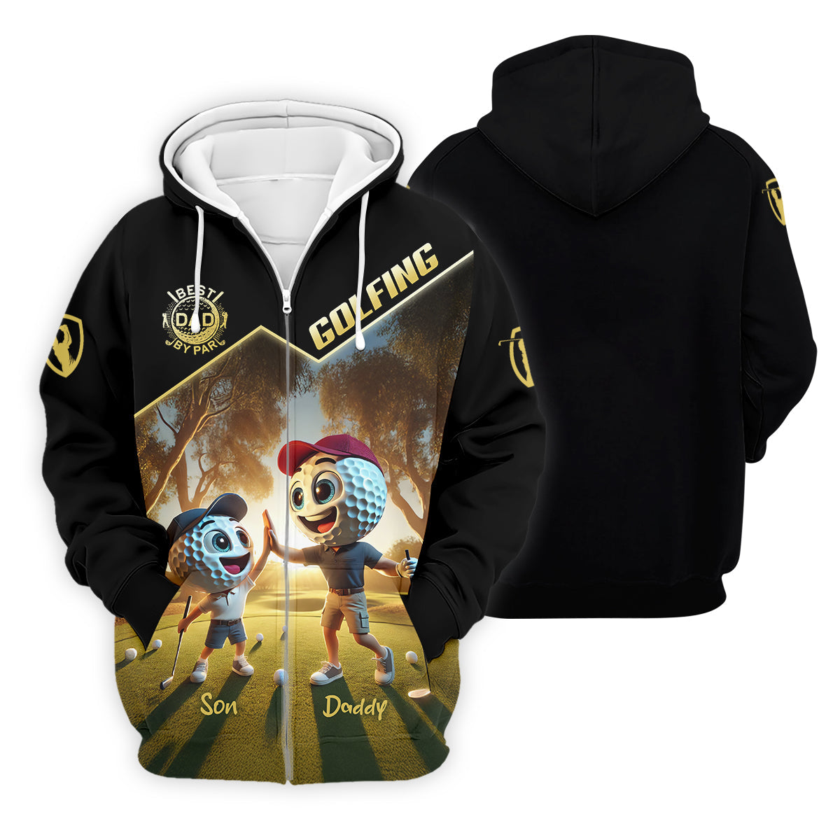 Best Dad By Par Custom Men's Golf Polo Shirt, Dad Golf Gift, Christmas Golf Gift