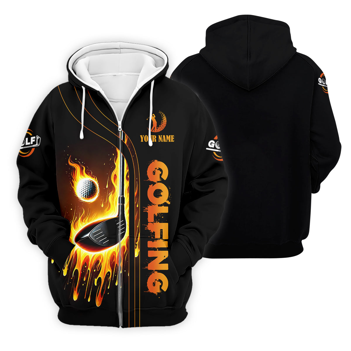 Fire Golf Ball Custom Men's Golf Polo Shirt, Funny Golf Shirt, Dad Golf Gifts