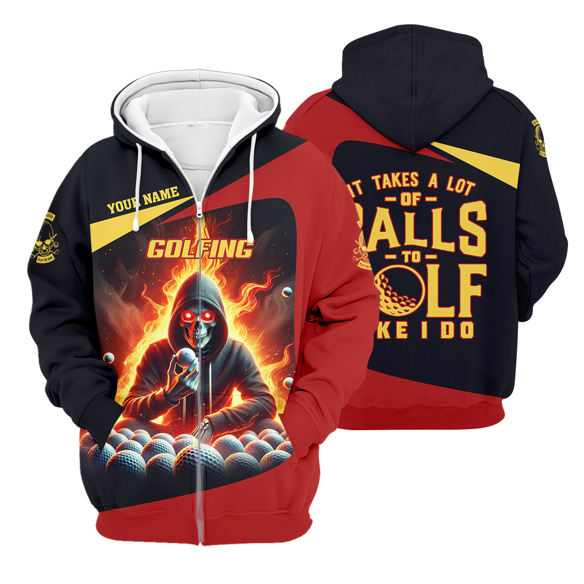 It Takes A Lot of Balls to Golf Like I Do Custom Skull Funny Golf Polo Shirt, Dad Golf Gifts