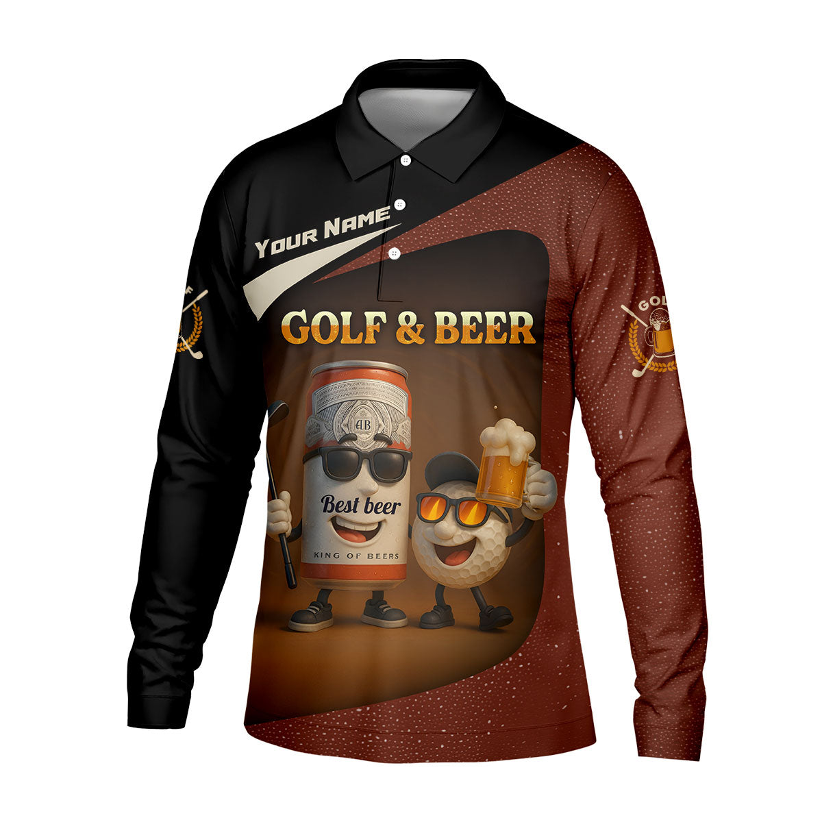 Golf And Beer Custom Men's Polo Shirts, Dad Golf Gift, Golfing Apparel, Gifts For Beer Lovers