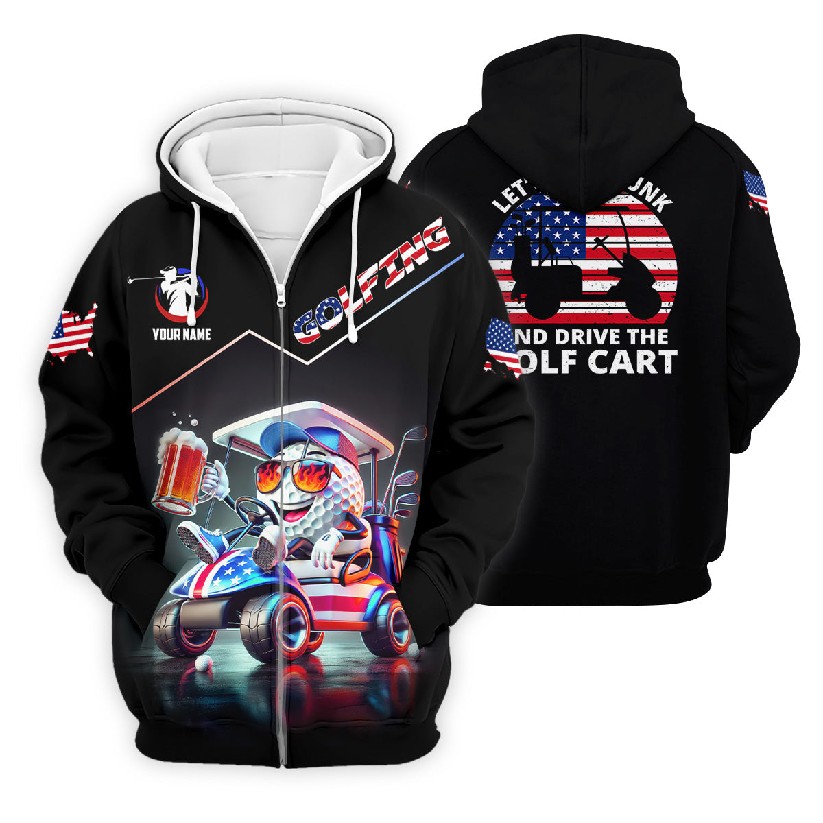 Let's Get Drunk Custom Men's Golf Polo Shirt, Funny Golf Shirt, Dad Golf Gift