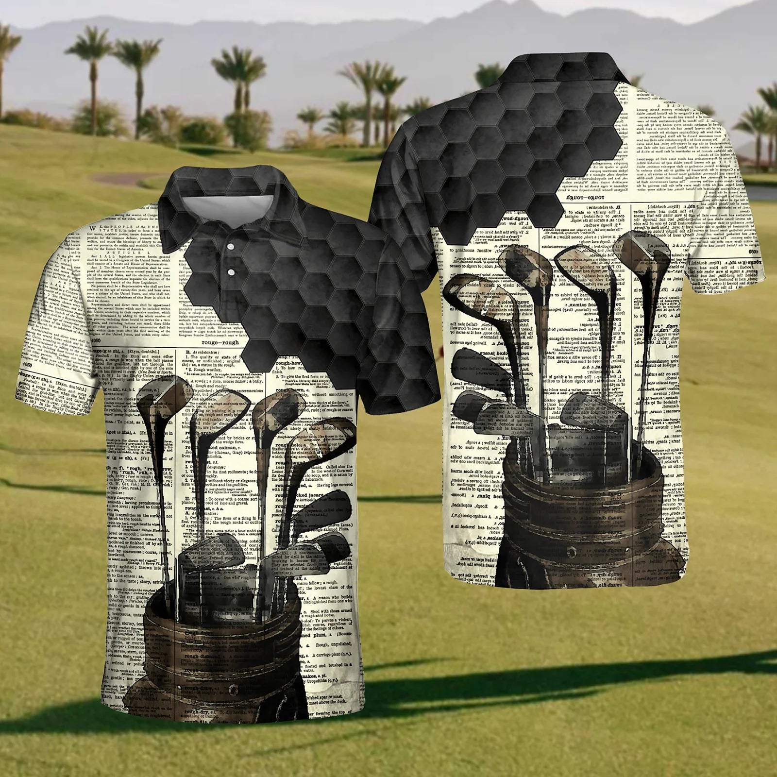 Vintage Golf Club Mens Golf Polo Shirt, Mens Golf Gift, Mens Golf Shirt