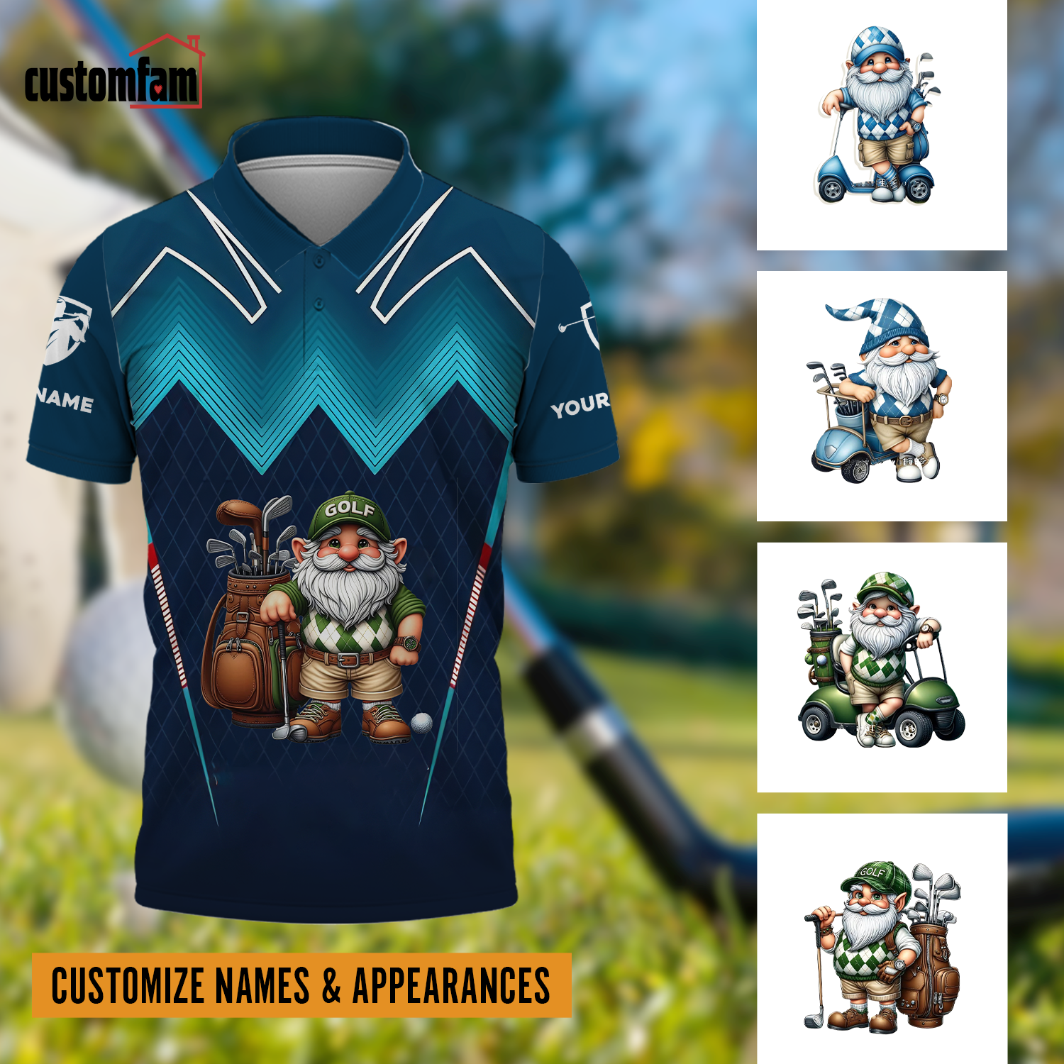 Custom Golfing Gnomes Men's Golf Polo Shirt, Golfing Apparel, Gift For Golfers
