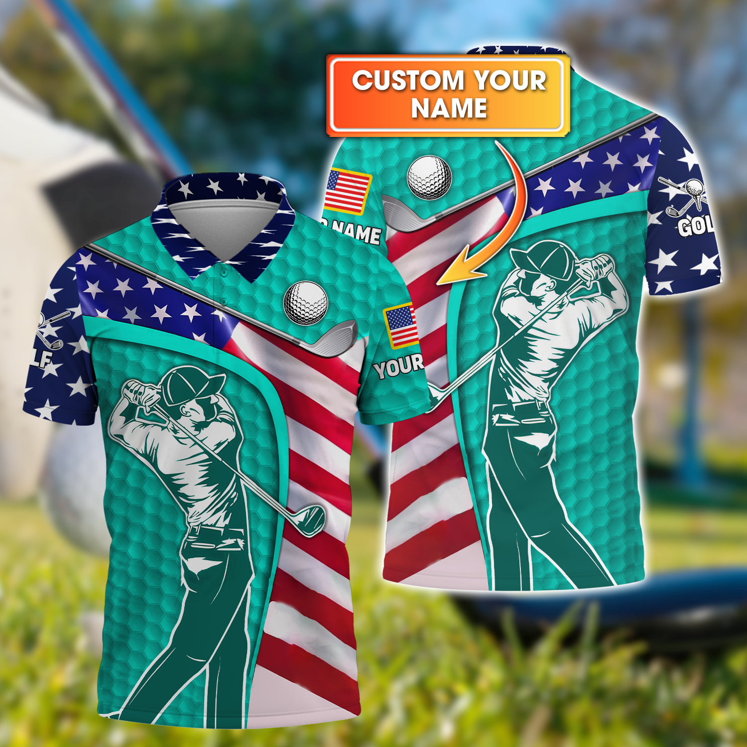 Cyan Custom Men's Golf Polo Shirt, Golfing Apparel, Mens Golf Gift