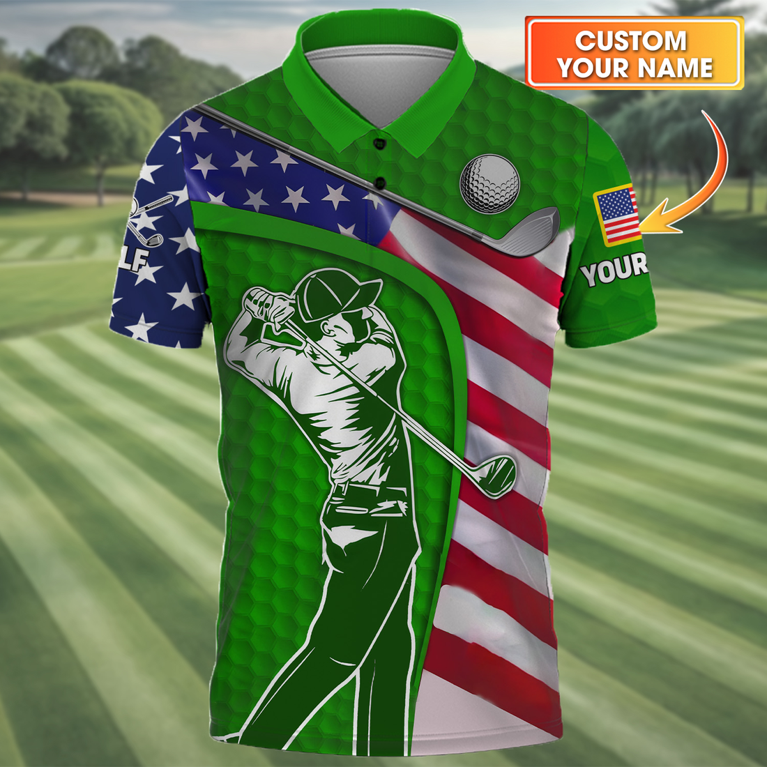 Green Custom Men's Golf Polo Shirt, Golfing Apparel, Mens Golf Gift