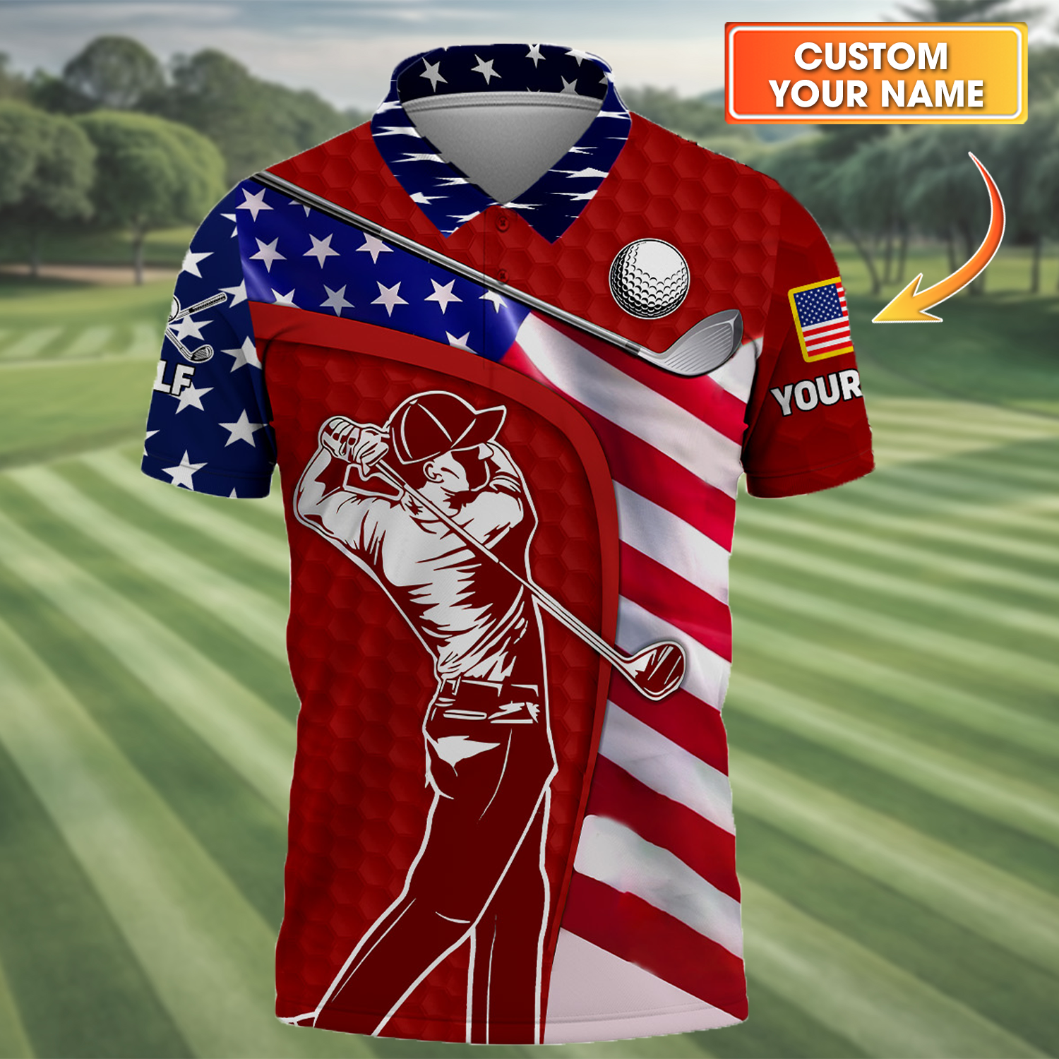 Red Custom Men's Golf Polo Shirt, Golfing Apparel, Mens Golf Gift