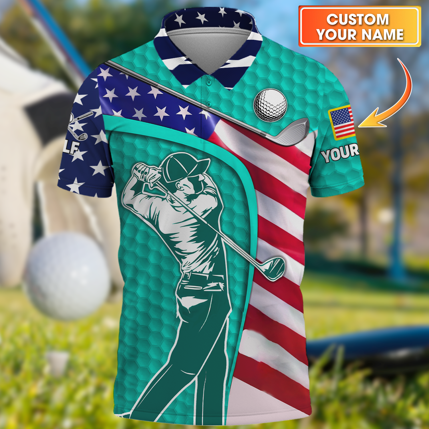 Cyan Custom Men's Golf Polo Shirt, Golfing Apparel, Mens Golf Gift
