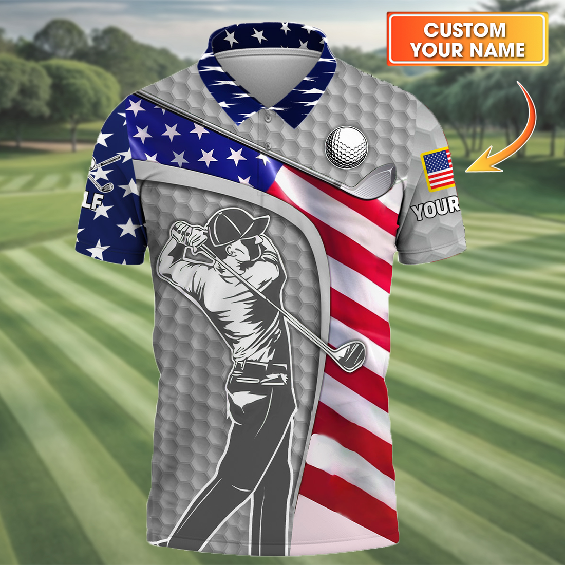 Light Grey Custom Men's Golf Polo Shirt, Golfing Apparel, Mens Golf Gift