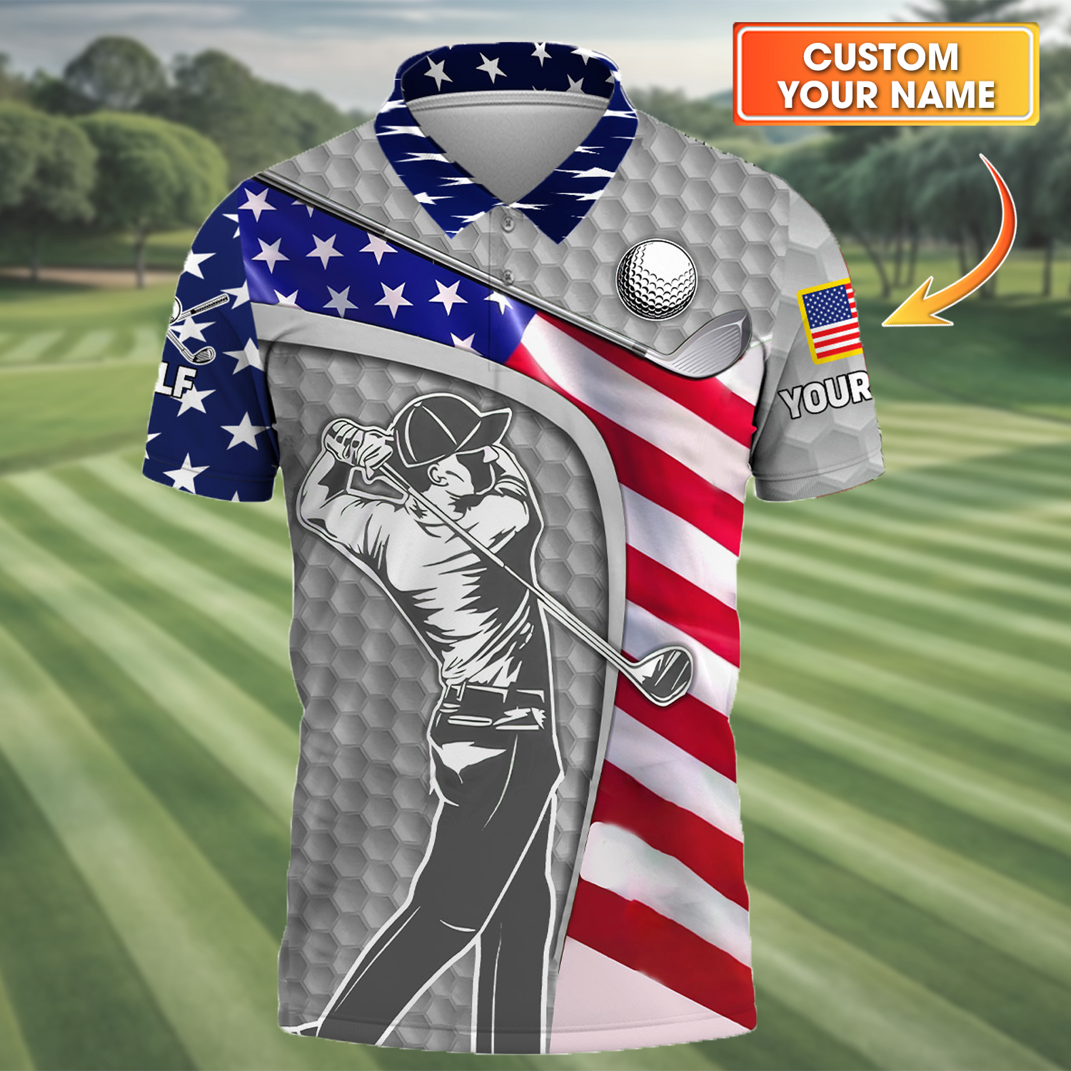 Light Grey Custom Men's Golf Polo Shirt, Golfing Apparel, Mens Golf Gift