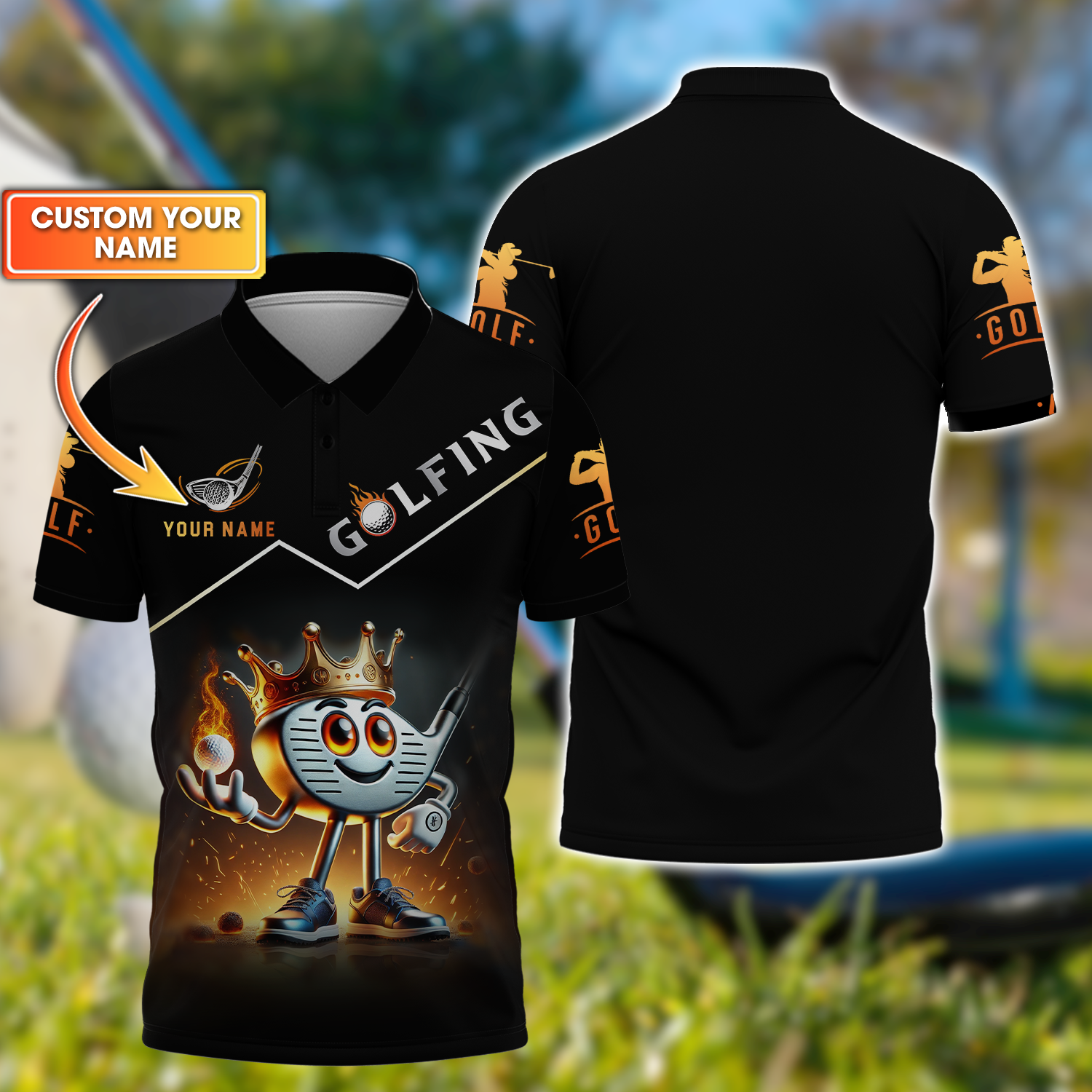 Custom Name Men's Golf Polo Shirt, Golfing Apparel, Golf Gift For Men